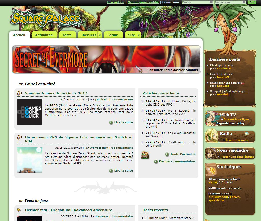 Page d'accueil de la version 5 du site